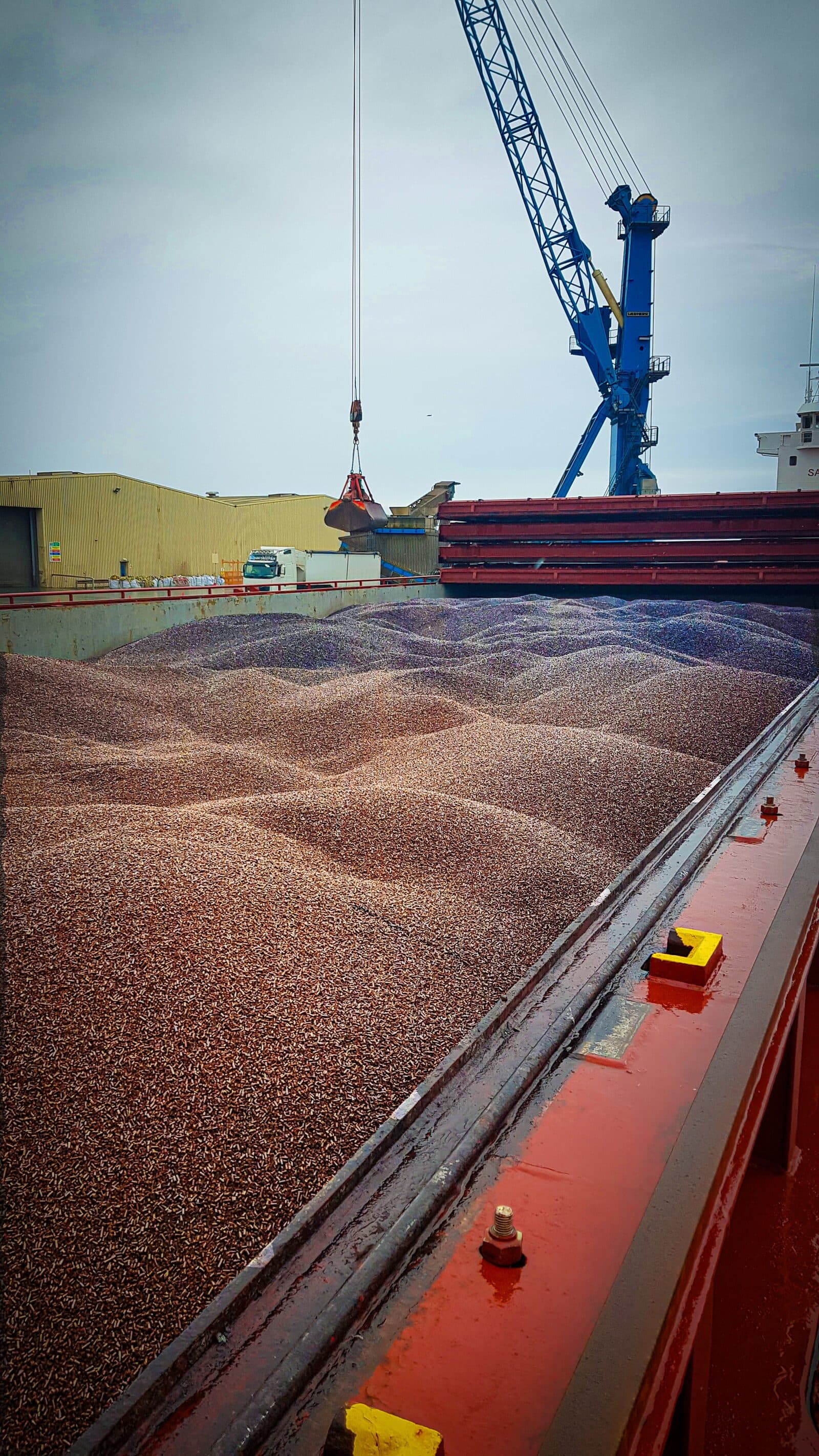 Lignin pellets loaded in coaster hold