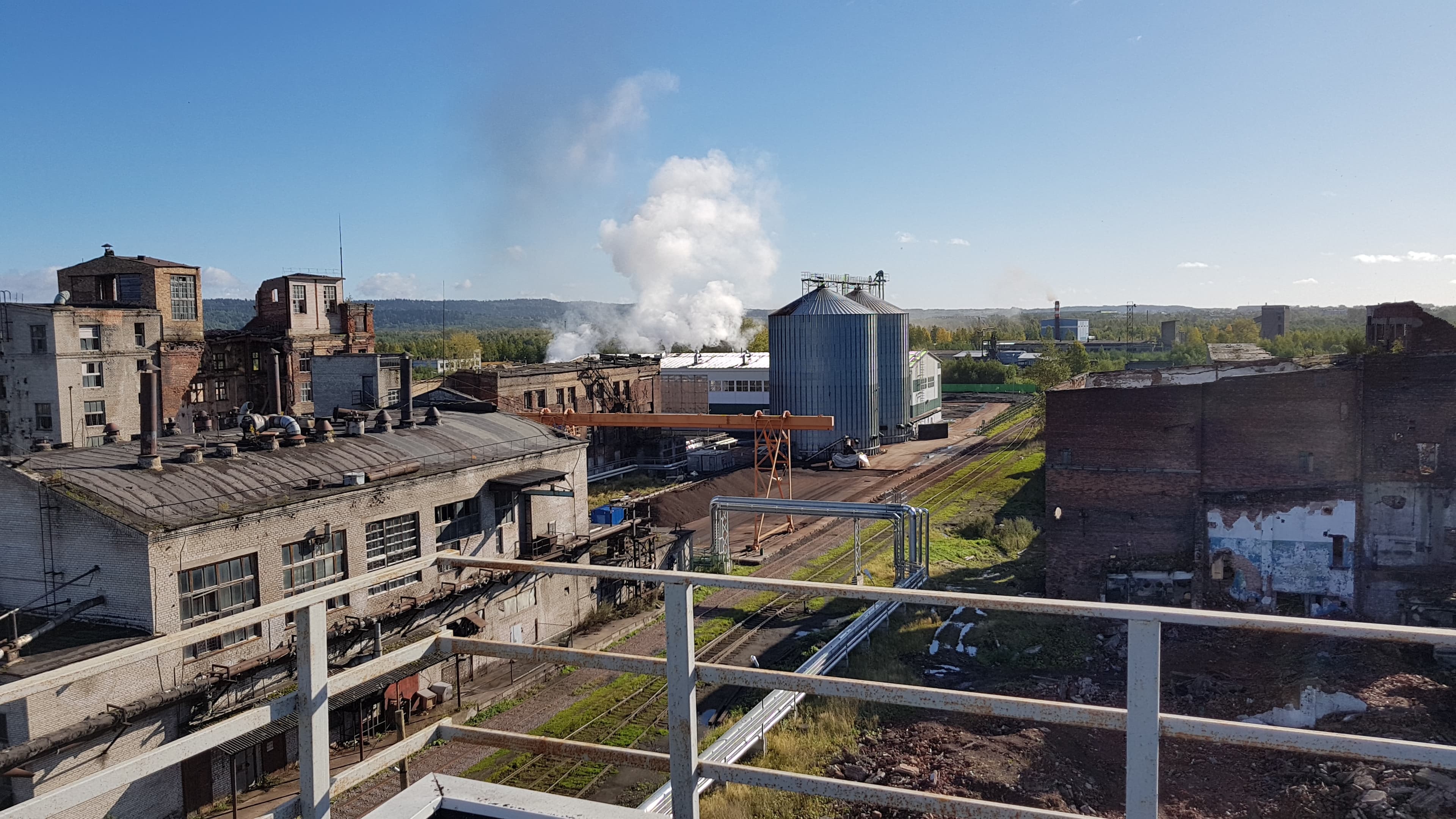 Industrial lignin pellet production facility in north-west Russia.